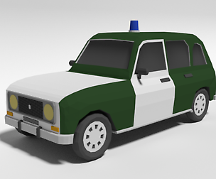 Low Poly Cartoon Retro Police Car