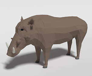 Low Poly Cartoon Warthog