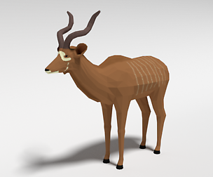 Low Poly Cartoon Greater Kudu Antelope