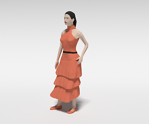 Low Poly Long Dress Woman