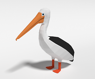 Low Poly Cartoon Pelican