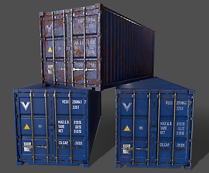 PBR 20 ft Shipping Cargo Container V1 - Blue