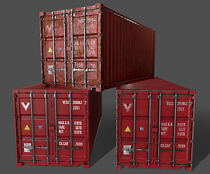PBR 20 ft Shipping Cargo Container V1 - Red