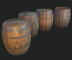 Barrel 4 texture sets Low-poly