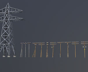set of electric poles Low-poly