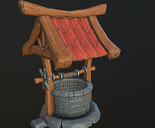 stylized well Low-poly