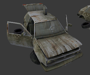A broken car Post Apocalyptic Car Low-poly