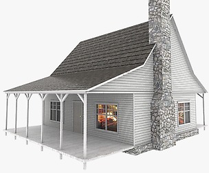 American house Low-poly 3D model