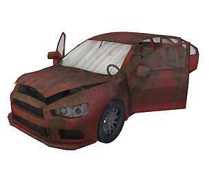 broken car post apocaliptic Low-poly