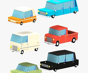 Cartoon Cars pack 2 Low-poly 3D model