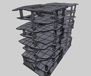 ruined building low poly Low-poly