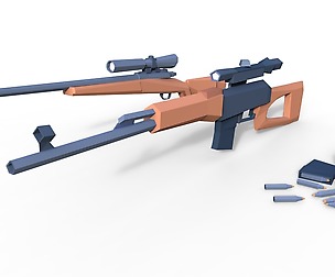 Dragunov Sniper Rifle Low Poly Free low-poly