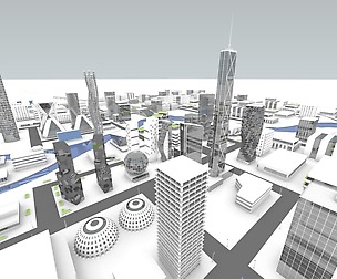 Future city Low-poly 3D model