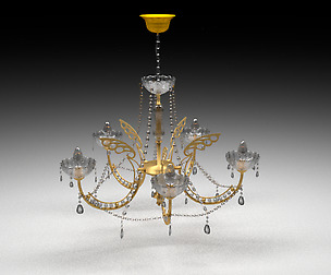 gold and crystal chandelier 3D model