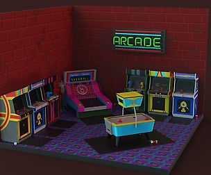 Arcade Machine Room 3d Assets