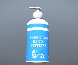 Hospital items - sanitizer - pills - trolley