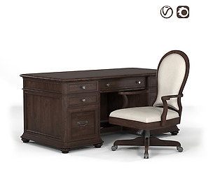 Dark Wooden Classic Chair and Table