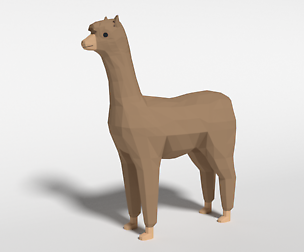 Low Poly Cartoon Alpaca
