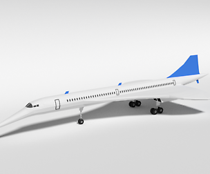Low Poly Cartoon Concorde Airplane
