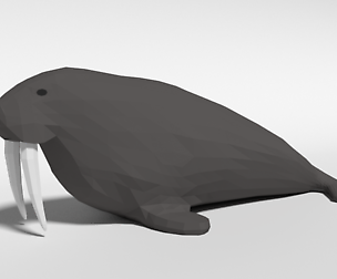 Low Poly Cartoon Walrus