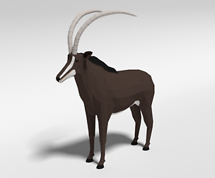Low Poly Cartoon Sable Antelope