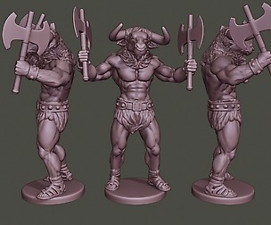 Minotaur Warrior Stand4 two Axes