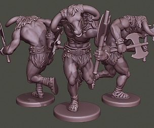 Minotaur Warrior Running two Axes