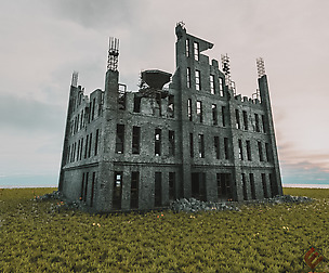 DESTROYED BUILDING APOCALYPSE SURVIVAL PBR