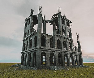 DESTROYED BUILDING OLD POST APOCALYPSE PBR