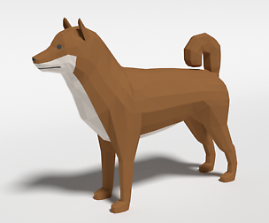 Low Poly Cartoon Shiba Inu Dog
