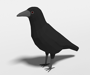 Low Poly Cartoon Crow