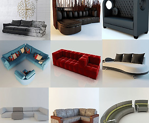Sofa 3D model set 60 Modern Style House 1