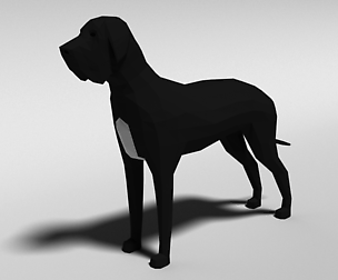 Low Poly Cartoon Great Dane Dog