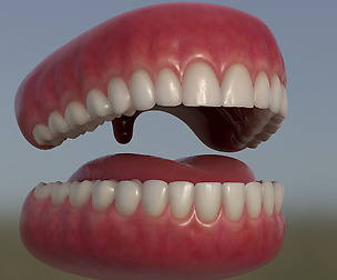 Teeth with gums and tongue