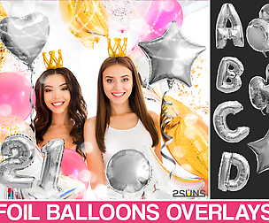 45 Foil number alphabet balloon overlay png