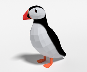 Low Poly Cartoon Puffin