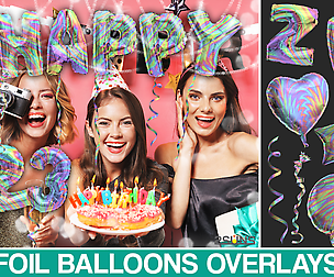 Rainbow balloons overlay, clip art png