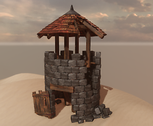 3D Medieval Tower Ruin PBR