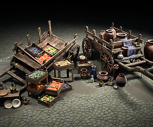Fruit and Pottery Market Cart Pack