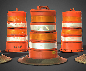 3D Traffic Drum Barrel Game Ready