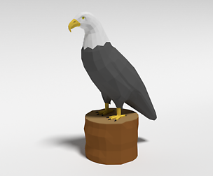 Low Poly Cartoon Bald Eagle