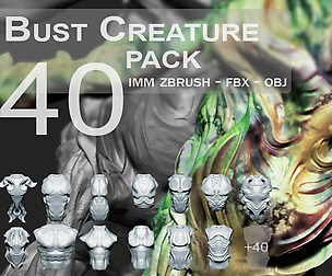 40 Creature Bust - Zbrush IMM / OBJ / FBX