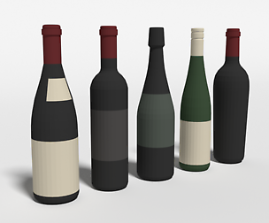 Low Poly Cartoon Wine Bottles