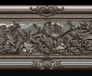 Bas Relief Sculpture the family of eagles 3D model