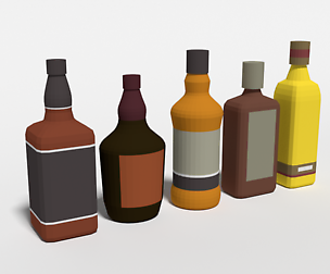 Low Poly Cartoon Whisky Bottles