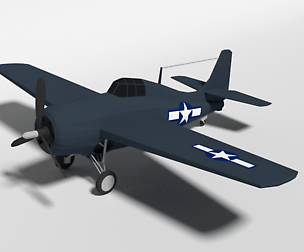 Low Poly Grumman FM-2 Wildcat WWII Airplane