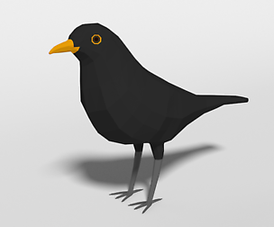 Low Poly Cartoon Blackbird