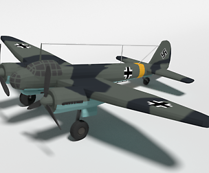 Low Poly Cartoon Junkers Ju 88 WWII Airplane