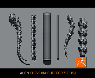 Alien curve brushes for ZBrush