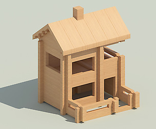 Asset parts for wooden house 3D model